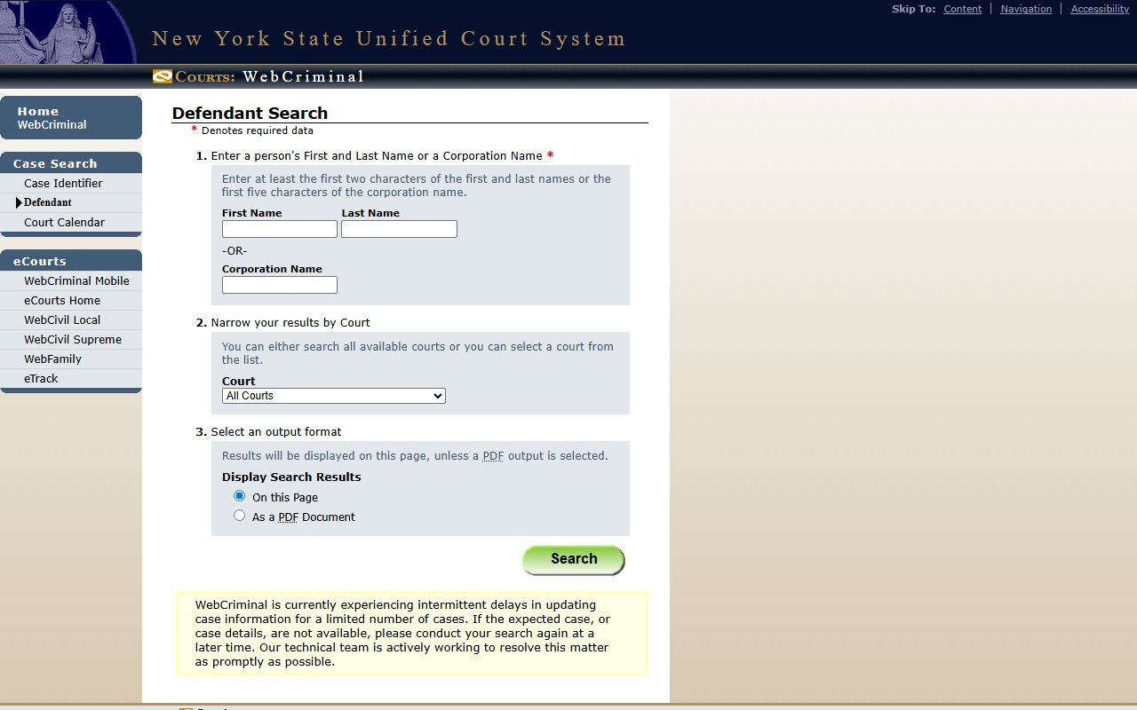 WebCriminal Suffolk County court docket defendant search page