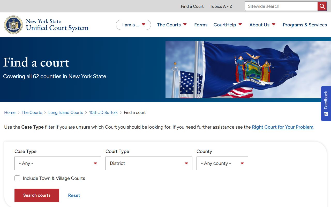 Suffolk County District Court locations and records page