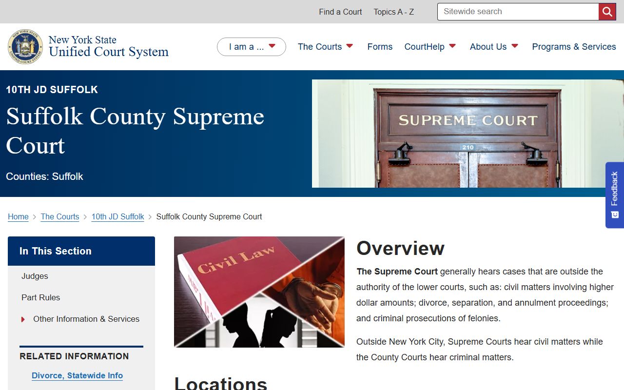 Suffolk County Supreme Court records overview page