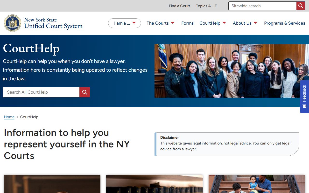 New York CourtHelp self-help page for Suffolk County warrants