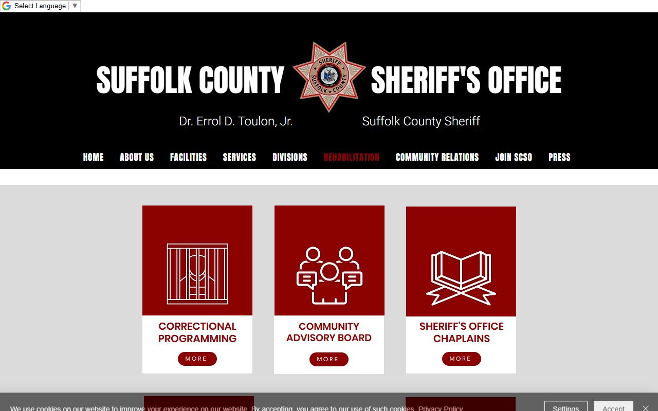 Suffolk County jail rehabilitation programs and inmate population page