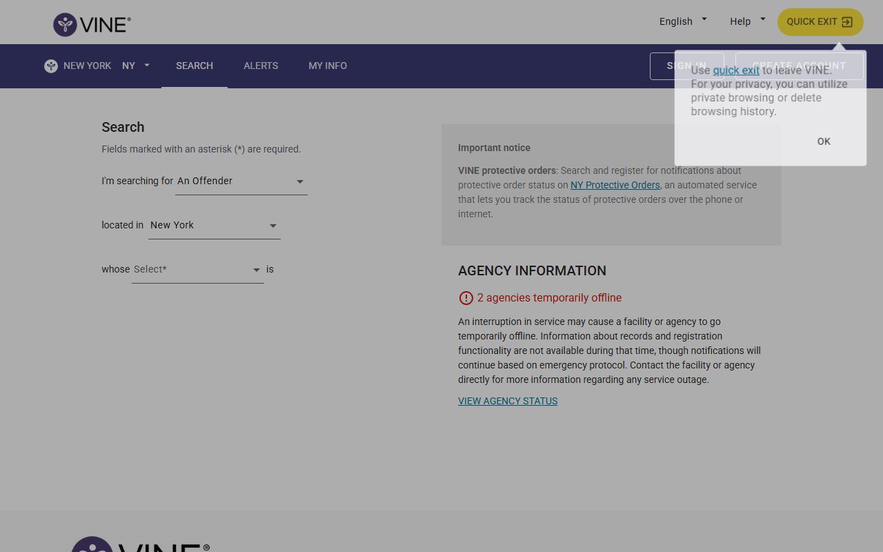 VINELink Suffolk County released inmate notification search