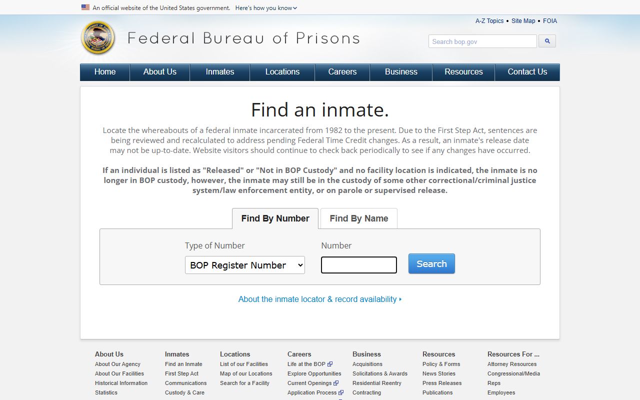 Federal BOP released inmate locator for Suffolk County cases