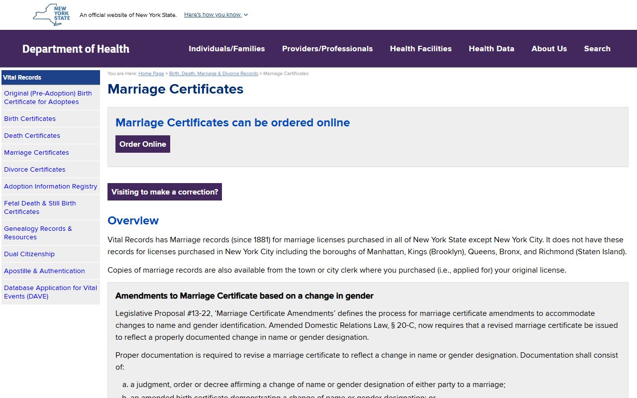 New York marriage certificate records page for Suffolk County