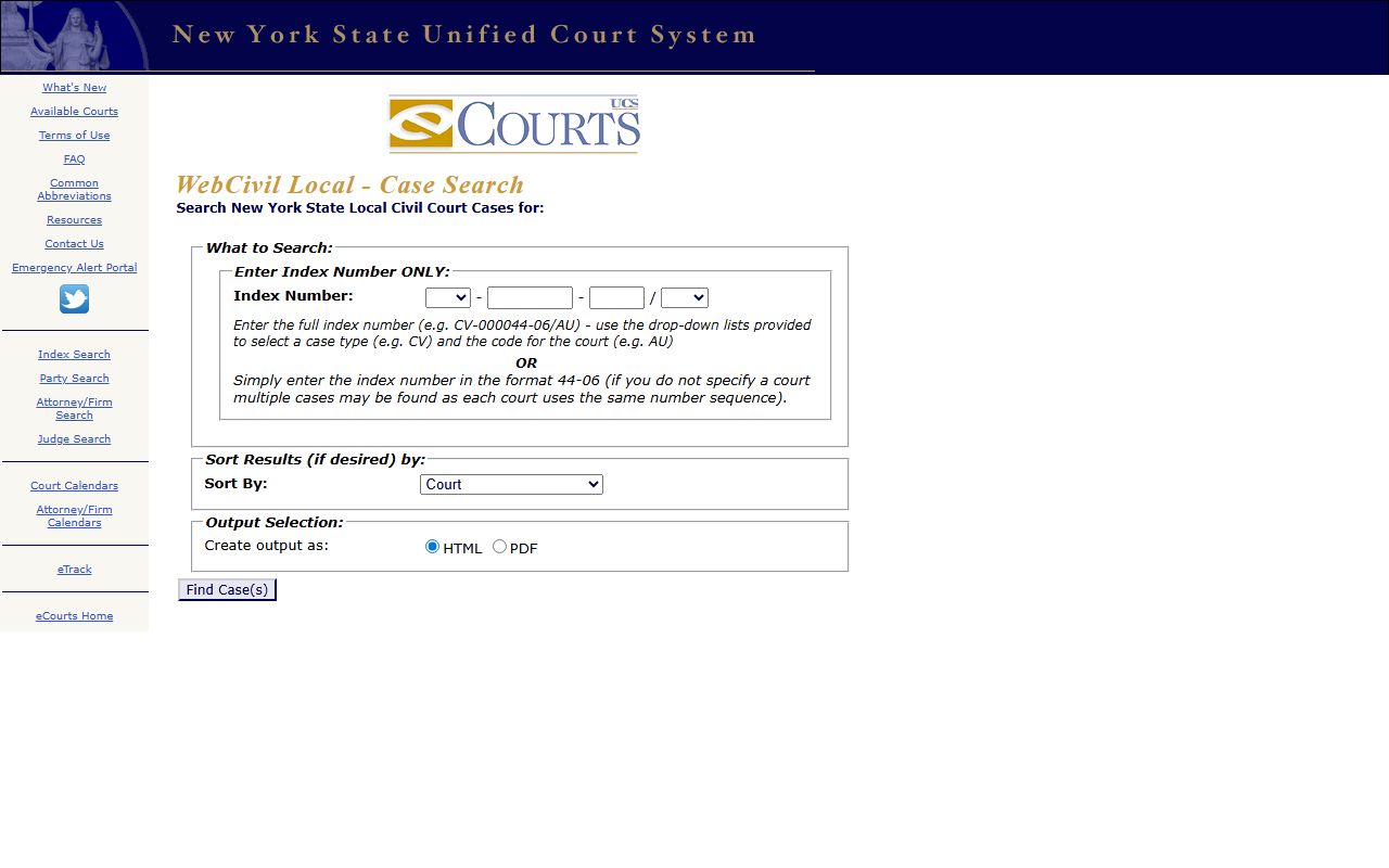 WebCivil Local Suffolk County District Court records search page